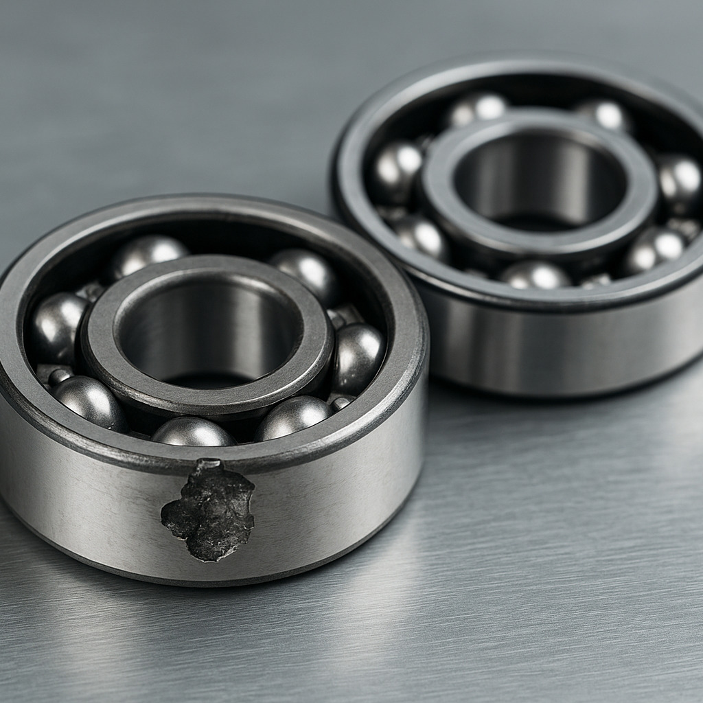 Rolling bearing faults detected by vibration analysis